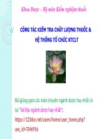 CÔNG tác KTCL THUỐC và hệ THỐNG KTCLT pptx _ KIỂM NGHIỆM (slide nhìn biến dạng, tải về đẹp lung linh)