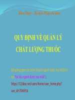 QUY ĐỊNH về QUẢN lý CHẤT LƯỢNG THUỐC pptx _ PHÁP CHẾ DƯỢC (slide nhìn biến dạng, tải về đẹp lung linh)