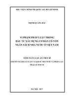 Tóm tắt luận án Tiến sĩ Lý luận và lịch sử nhà nước và pháp luật: Vi phạm pháp luật trong đầu tư xây dựng cơ bản có vốn ngân sách nhà nước ở Việt Nam