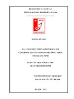 Giải pháp phát triển mô hình du lịch cộng đồng tại xã an sinh, huyện đông triều, tỉnh quảng ninh 