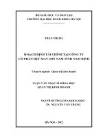 Hoạch định tài chính tại công ty cổ phần dệt may sơn nam tỉnh nam định 