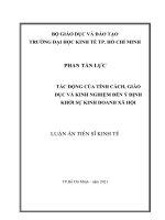 Tác động của tính cách, giáo dục và kinh nghiệm đến ý định khởi sự kinh doanh xã hội