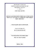 Một số giải pháp hoàn thiện quản trị nguồn nhân lực tại công ty trách nhiệm hữu hạn một thành viên thí nghiệm điện miền bắc  
