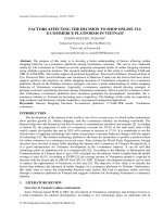 FACTORS AFFECTING THE DECISION TO SHOP ONLINE VIA E-COMMERCE PLATFORMS IN VIETNAM