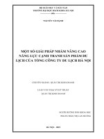 Một số giải pháp nhằm nâng cao năng lực cạnh tranh sản phẩm du lịch tại tổng công ty du lịch hà nội  