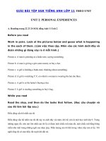 Tải Giải Unit 2 lớp 11 Personal Experiences SGK hệ 7 năm - Giải bài tập tiếng Anh lớp 11 Unit 2 Personal Experiences đầy đủ nhất