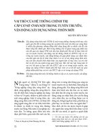 Vai trò của hệ thống chính trị cấp cơ sở ở Hà Nội trong tuyên truyền, vận động xây dựng nông thôn mới