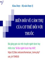 CÁC yếu tố QUYẾT ĐỊNH tác DỤNG của THUỐC (CHUẨN NGÀNH DƯỢC) pptx _ DƯỢC LÝ (slide nhìn biến dạng do dùng Font VNI-Times, tải về đẹp lung linh)