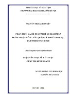 Phân tích và đề xuất một số giải pháp hoàn thiện công tác quản lý thuế thu nhập doanh nghiệp tại cục thuế nam định  