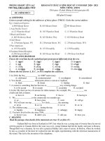 Đề thi học kì 1 môn Tiếng Anh 8 năm 2020-2021 có đáp án - Trường THCS Liên Châu