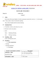 Tải Giáo án Tiếng Anh lớp 2 Tuần 10 sách ABC English 2 - Giáo án môn tiếng Anh lớp 2 theo tuần