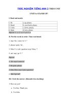 Tải Trắc nghiệm tiếng Anh lớp 3 Unit 6 Stand Up! - Bài tập tiếng Anh 3 theo từng Unit có đáp án