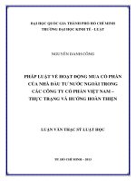 Pháp luật về hoạt động mua cổ phần của nhà đầu tư nước ngoài trong các công ty cổ phần việt nam   thuwch trạng và hướng hoàn thiện 