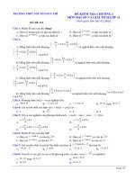 Đề kiểm tra 1 tiết Đại số và Giải tích 11 chương 1 (Lượng giác) trường THPT Nguyễn Duy Thì – Vĩnh Phúc | Toán học, Lớp 11 - Ôn Luyện