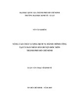 Nâng cao chất lượng dịch vụ hành chính công tại ủy ban nhân dân huyện hóc môn thành phố hồ chí minh 