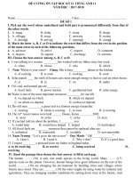 Đề ôn tập học kì 2 môn tiếng anh lớp 11 năm 2017 mã 1 | Tiếng Anh, Lớp 11 - Ôn Luyện