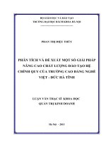 Phân tích và đề xuất một số giải pháp nâng cao chất lượng đào tạo hệ chính quy của trường cao đẳng nghề việt – đức hà tĩnh  