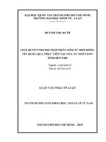 Giải quyết tranh chấp phát sinh từ hợp đồng tín dụng qua thực tiễn tại tòa án nhân dân tỉnh bến tre 