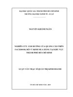 Nghiên cứu ảnh hưởng của quảng cáo trên facebook đến ý định mua hàng tại khu vực thành phố hồ chí minh 