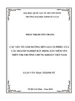 Các yếu tố ảnh hưởng đến giá cổ phiếu của các doanh nghiệp bất động sản niêm yết trên thị trường chứng khoán việt nam 