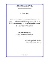 Ứng dụng phương pháp thẻ điểm cân bằng (bsc) và chỉ số đo lường hiệu suất vào đánh giá nhân viên tại công ty cổ phần chế tạo giàn khoan dầu khí (pv shipyard) 