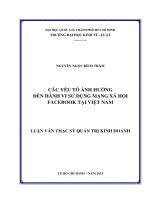 Các yếu tố ảnh hưởng đến hành vi sử dụng mạng xã hội facebook tại việt nam 