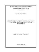 Tính hữu hiệu của hệ thống kiểm soát nội bộ trong các doanh nghiệp vừa và nhỏ tại việt nam 