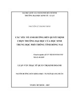 Các yếu tố ảnh hưởng đến quyết định chọn trường đại học của học sinh trung học phổ thông tỉnh đồng nai 