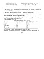 Đề thi KSCL học sinh giỏi môn Địa lí 8 năm 2020-2021 có đáp án - Trường THCS Liên Châu (Lần 1)