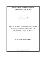 Thực trạng pháp luật về thủ tục đăng ký thành lập doanh nghiệp tại việt nam, giải pháp hoàn thiện pháp luật 