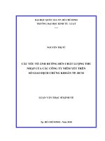 Các yếu tố ảnh hưởng đến chất lượng thu nhập của các công ty niêm yết trên sở giao dịch chứng khoán TP HCM 