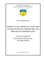 Nghiên cứu quy trình xử lý nước thải tại một số nhà máy chế biến thủy sản trên địa bàn tỉnh tiền giang 