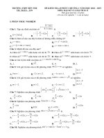 Đề kiểm tra 45 phút chương 1 Đại số và Giải tích 11 năm 2018 – 2019 trường Bến Tre – Vĩnh Phúc | Toán học, Lớp 11 - Ôn Luyện