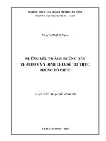 Những yếu tố ảnh hưởng đến thái độ và ý định chia sẻ tri thức trong tổ chức 