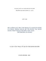 Đo lường giá trị cảm nhận của khách hàng cá nhân trong quan hệ tín dụng tại ngân hàng TMCP ngoại thương việt nam – chi nhánh an giang 