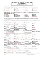 Đề khảo sát có đáp án môn tiếng anh lớp 11 năm 2019 | Tiếng Anh, Lớp 11 - Ôn Luyện