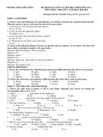 Đề thi KSCL học sinh giỏi môn Tiếng Anh 7 năm 2020-2021 có đáp án - Trường THCS Liên Châu (Lần 1)