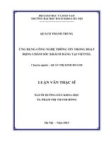 Ứng dụng công nghệ thông tin trong hoạt động chăm sóc khách hàng tại viettel  