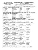 Đề thi học sinh giỏi môn tiếng anh lớp 11 năm 2017 trường thpt liên sơn mã 6 | Tiếng Anh, Lớp 11 - Ôn Luyện