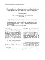 Why should we investigate secondary school teacher beliefs and teacher perceptions of English language teaching?