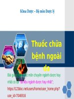 THUỐC CHỮA BỆNH NGOÀI DA pptx _ DƯỢC LÝ CAO ĐẲNG DƯỢC LÝ (slide nhìn biến dạng, tải về đẹp lung linh)