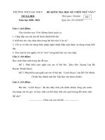 Đề thi học kì 1 môn Ngữ văn 7 năm 2020-2021 - Trường THCS Gia Thụy