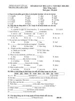 Đề thi KSCL học sinh giỏi môn Tiếng Anh 6 năm 2020-2021 có đáp án - Trường THCS Liên Châu (Lần 1)