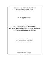 Thực tiễn giải quyết tranh chấp hợp đồng chuyển nhượng quyền sử dụng đất tại tòa án nhân dân tỉnh bến tre 