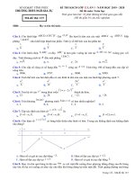Đề thi KSCĐ Toán 12 lần 1 năm 2019 – 2020 trường Ngô Gia Tự – Vĩnh Phúc | Toán học, Đề thi đại học - Ôn Luyện