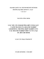 Các yếu tố ảnh hưởng đến năng lực cạnh tranh của doanh nghiệp logistics trường hợp nghiên cứu các doanh nghiệp nhỏ và vừa tại TP  hồ chí minh 