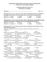 Đề kiểm tra 1 tiết môn tiếng anh lớp 11 trường thpt lương đắc bằng mã 4 | Tiếng Anh, Lớp 11 - Ôn Luyện