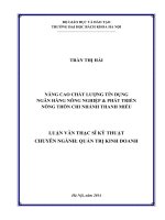 Nâng cao chất lượng tín dụng ngân hàng nông nghiệp và phát triển nông thôn chi nhánh thanh miếu 