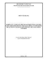 Nghiên cứu và đề xuất một số giải pháp nâng cao chất lượng kiểm định phương tiện giao thông cơ giới đường bộ tại trung tâm đăng kiểm phương tiện giao thông nam định 