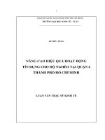 Nâng cao hữu quả hoạt động tín dụng cho hộ nghèo tại quận 4 thành phố hồ chí minh 